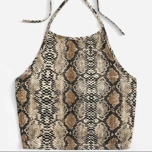 Halter Neck Snake Skin Tie Top with Open Back 🔥🔥🔥LIKE NEW